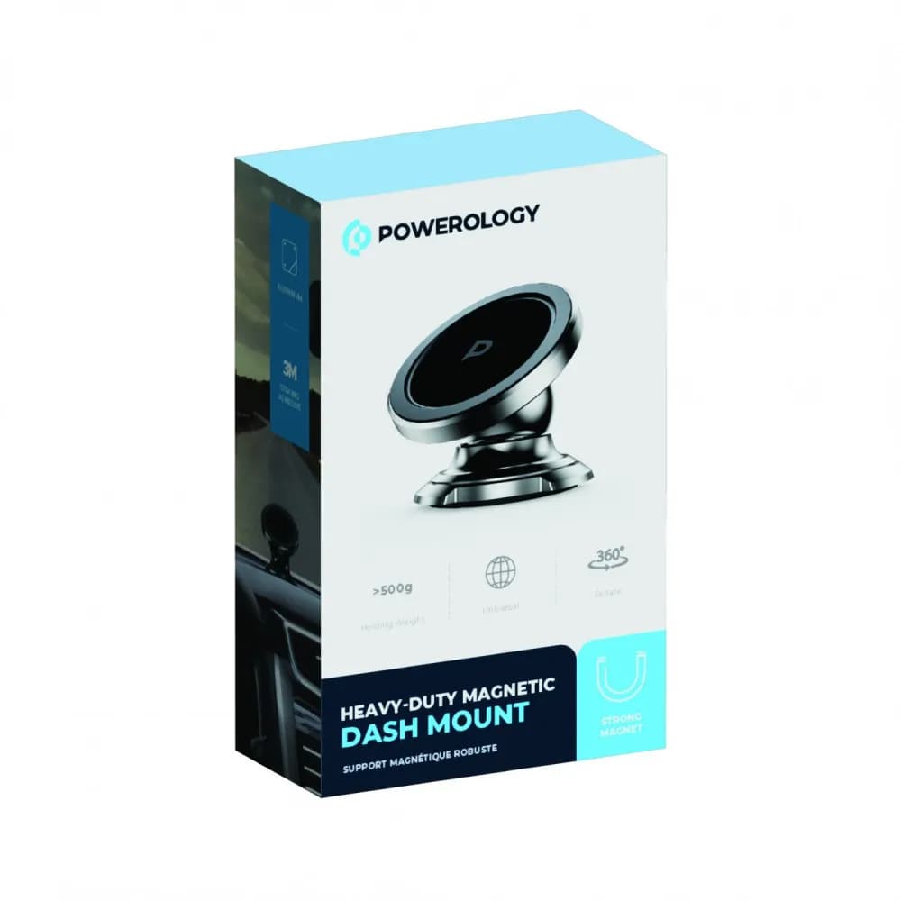 Powerology Heavy Duty Magnetic Car Mount 360 Rotatable with 3M Metal Plates