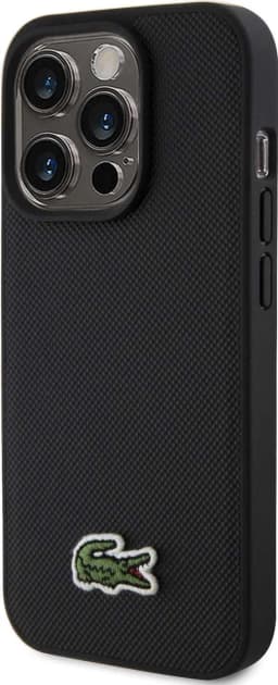 Lacoste HC Magsafe Iconic Petit Pique PU Woven Logo for iPhone 15 Pro -Black