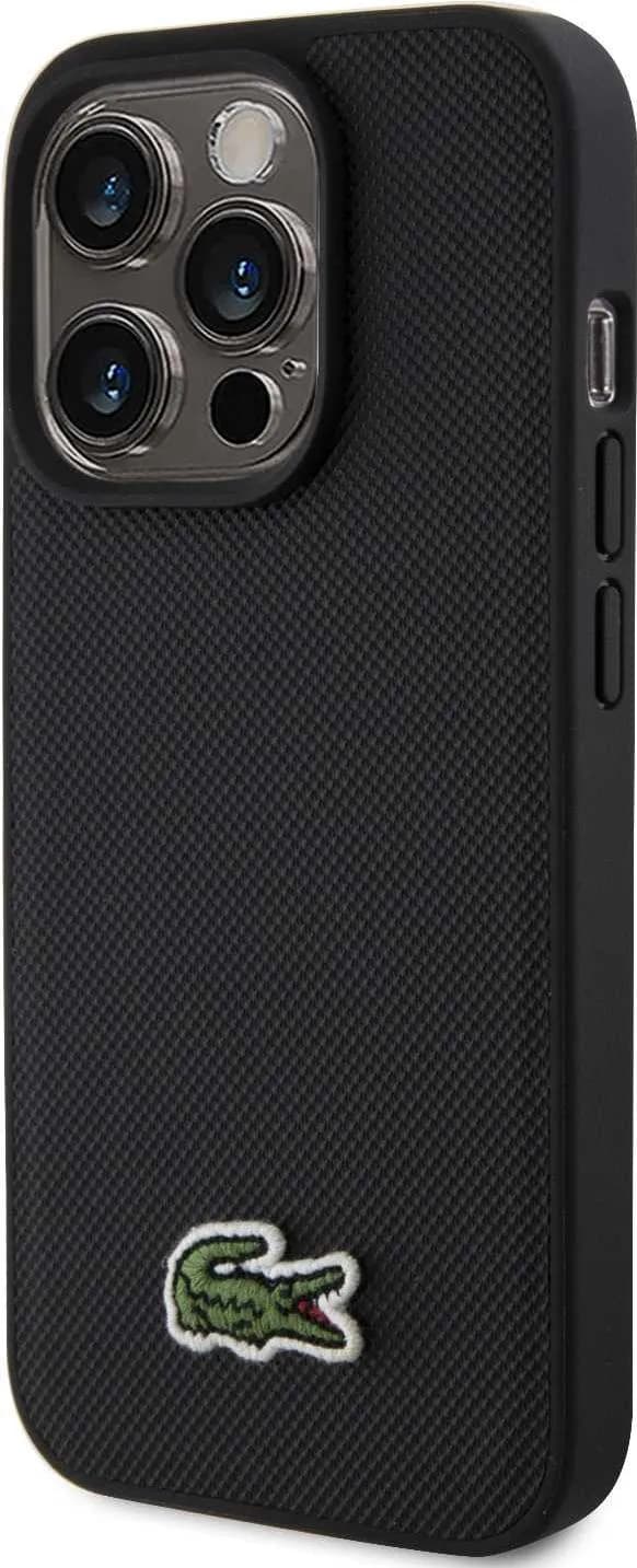Lacoste HC Magsafe Iconic Petit Pique PU Woven Logo for iPhone 15 Pro -Black