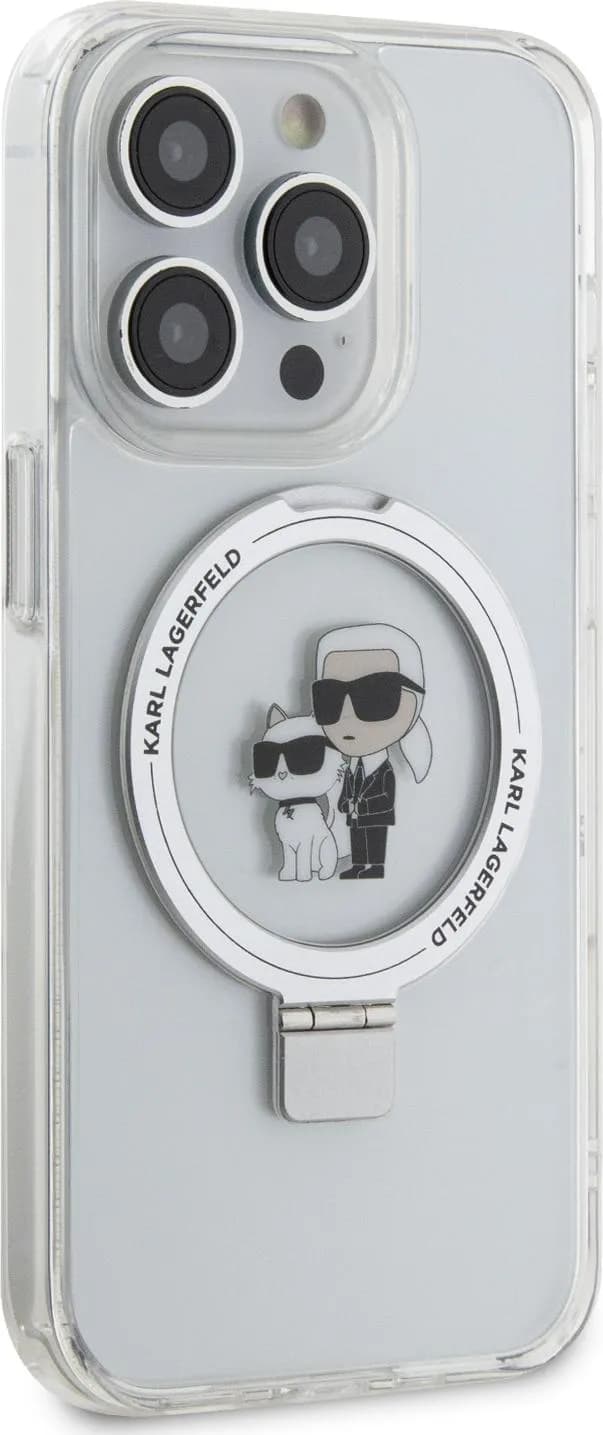 Karl Lagerfeld Magsafe Ringstand Case with Karl &amp; Choupette Heads for iPhone 15