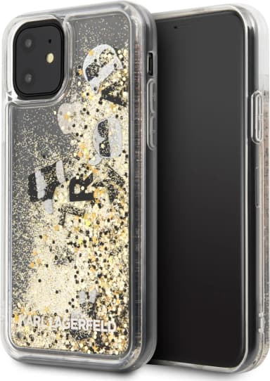 Karl Lagerfeld Schwarze Glitzerhülle für Apple iPhone 11 - Gold