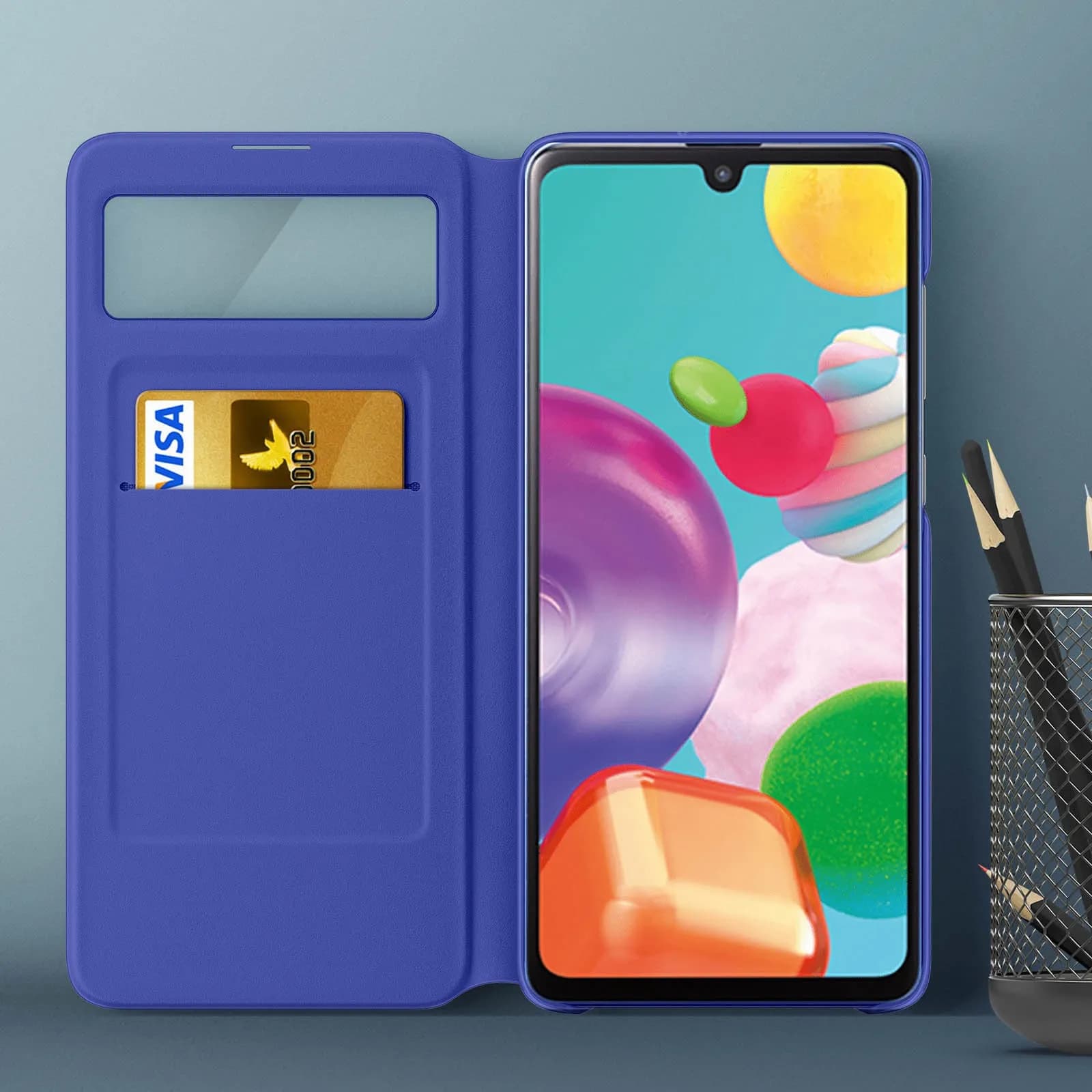 Galaxy A41 Smart S View Wallet Cover Black