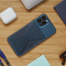 Green Premium Leather Phone Stand - Blue