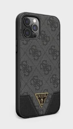 Guess 4G PU Contrast Hard Case for iPhone 12 Pro - Grey
