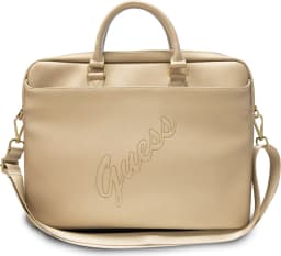 Guess PU Saffiano Script Computer Bag 15 - Gold