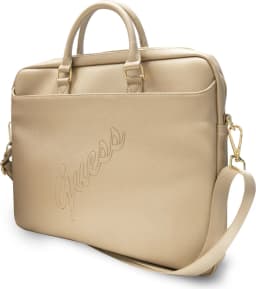 Guess PU Saffiano Script Computer Bag 15 - Gold