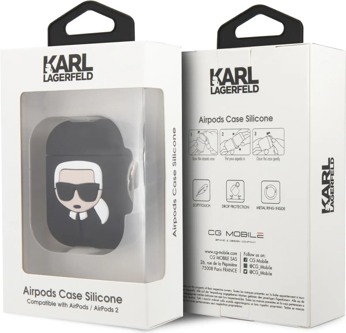 Karl Lagerfeld Silicone Case for Apple Airpods 1/2 - Black