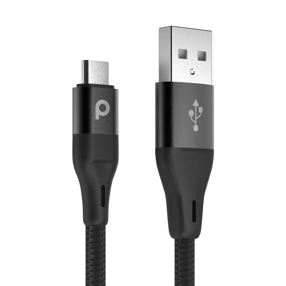 Porodo Aluminum Braided Micro USB Cable 1.2M 2.4A - Black