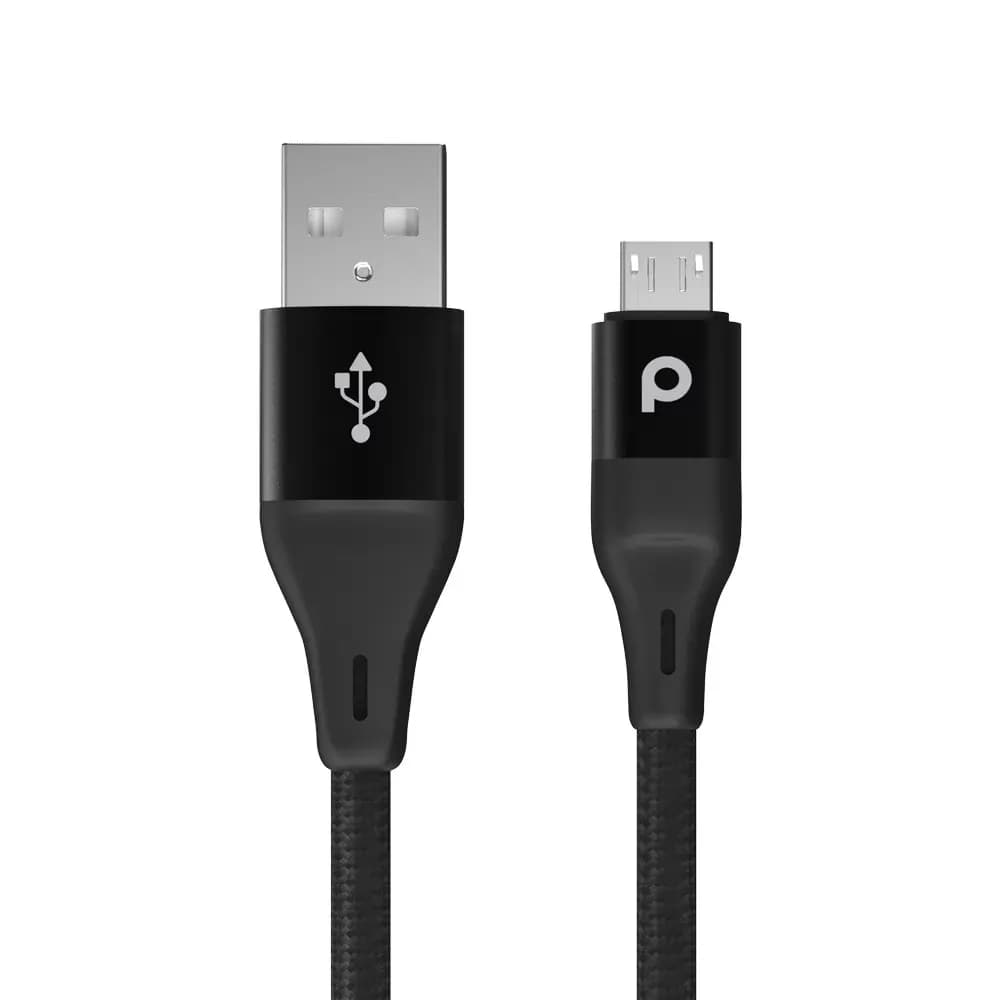 Porodo Aluminum Braided Micro USB Cable 1.2M 2.4A - Black