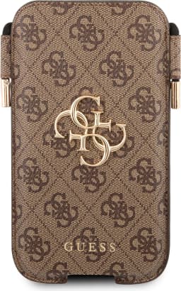 Guess 4G Script Pouch Case with Cord for iPhone 13 / 13 Pro ( 6.1 ) - Brown