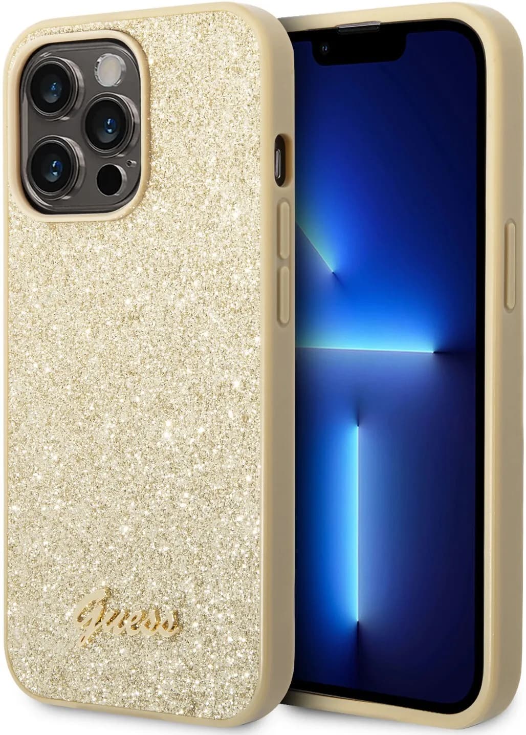 Guess PC/TPU Glitter Script Hard Case for iPhone 14 Pro Max (6.7)