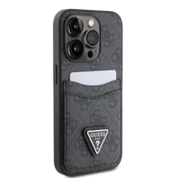 Guess PU Leather Case with Double Card Slot 4G Double Triangle Logo for iPhone 15