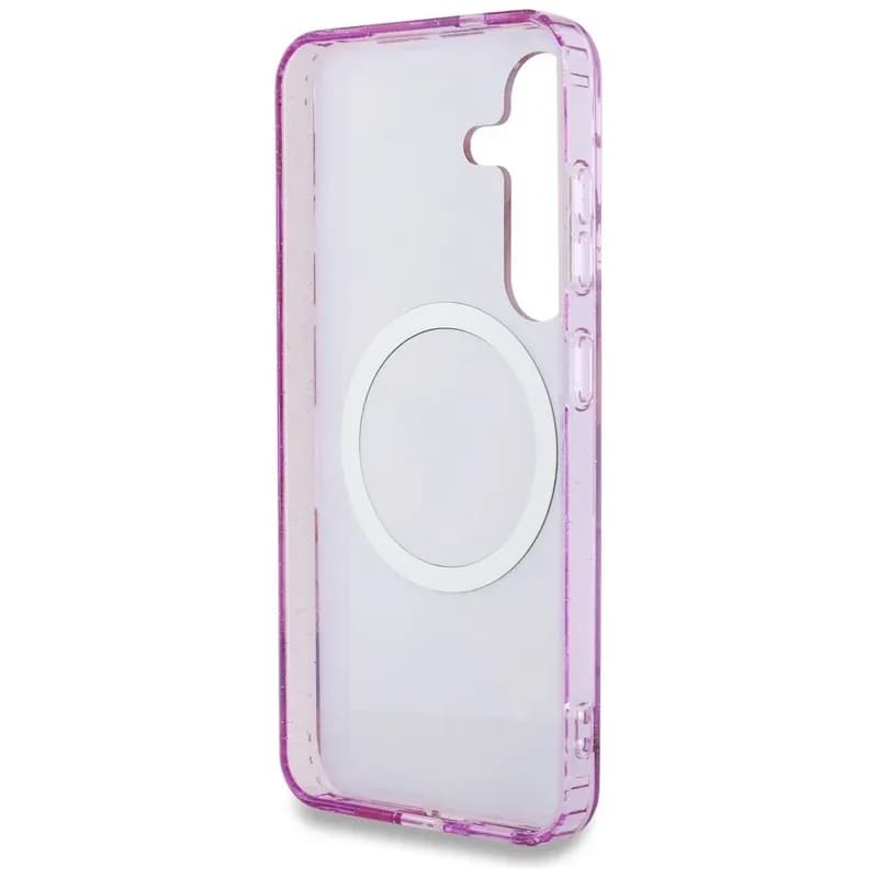 Guess Glitter Flowers Triangle Buttons MagSafe Case for Samsung Galaxy S25