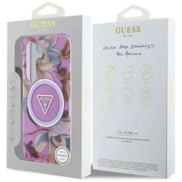 Guess Glitter Flowers Triangle Buttons MagSafe Case for Samsung Galaxy S25