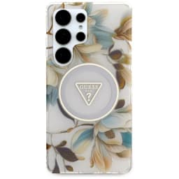 Guess Glitter Flowers Triangle Buttons MagSafe Case For Samsung Galaxy S25 Ultra