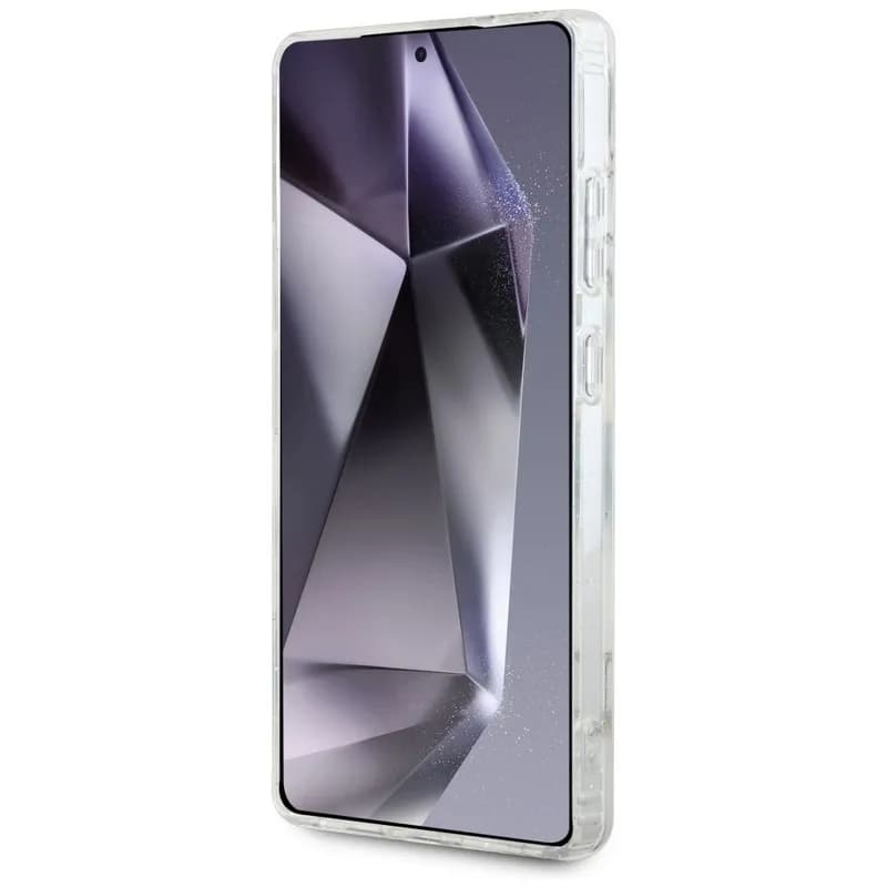 Guess Glitter Flowers Triangle Buttons MagSafe Case For Samsung Galaxy S25 Ultra