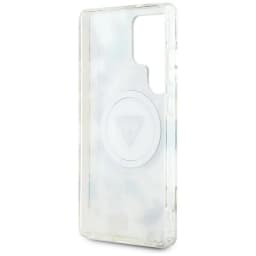 Guess Glitter Flowers Triangle Buttons MagSafe Case For Samsung Galaxy S25 Ultra