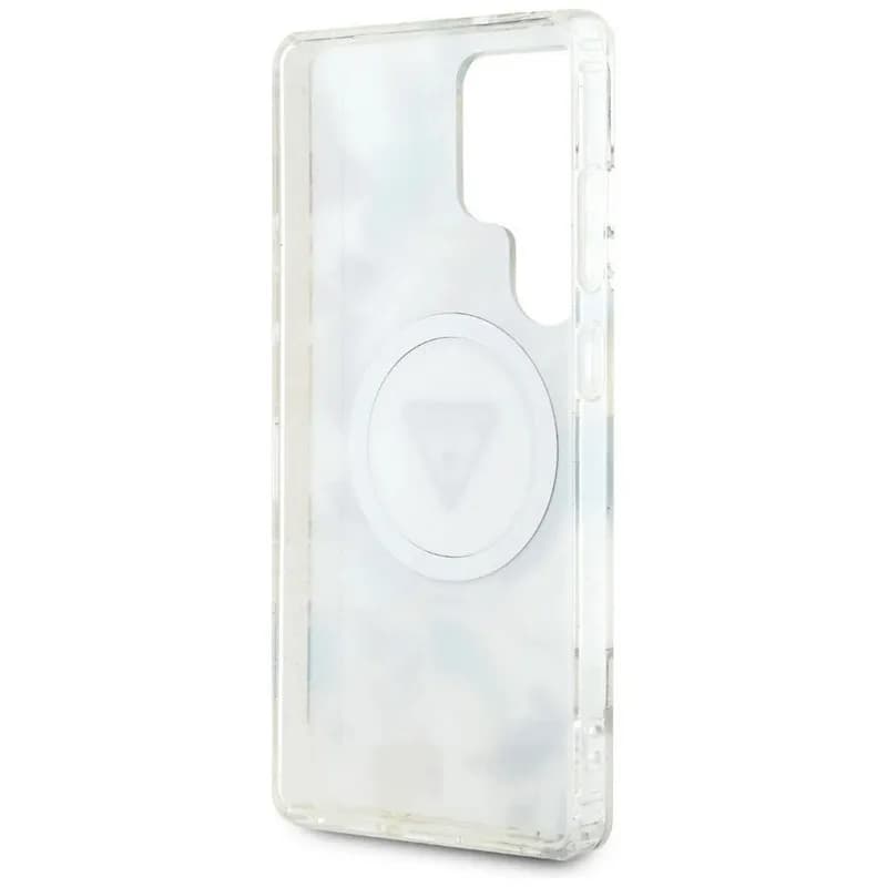 Guess Glitter Flowers Triangle Buttons MagSafe Case For Samsung Galaxy S25 Ultra