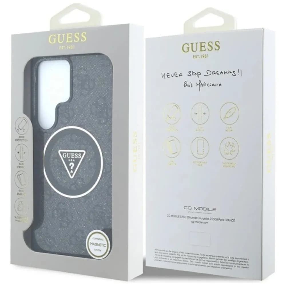 Guess Glitter MagSafe Samsung Galaxy S25 Ultra Hülle - Schwarz