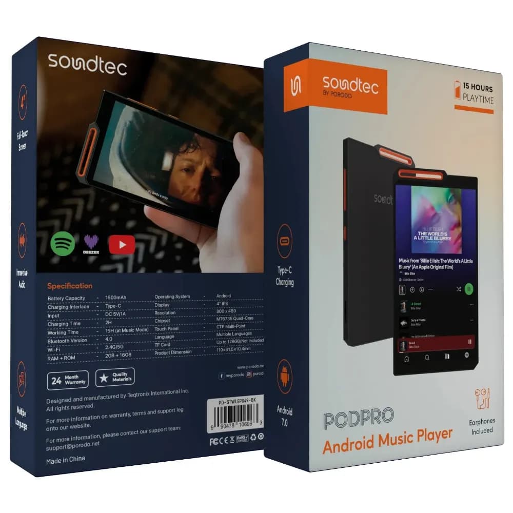 Porodo Soundtec Pod Pro Android Musikplayer - Schwarz