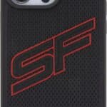 Ferrari PU Leather Case with Big SF Perforated Design for iPhone 15 Pro Max - Black