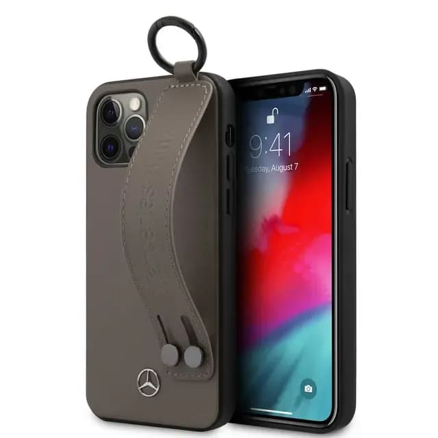 Mercedes-Benz Leather Case Hand Strap for iPhone 12 - Walnut Brown
