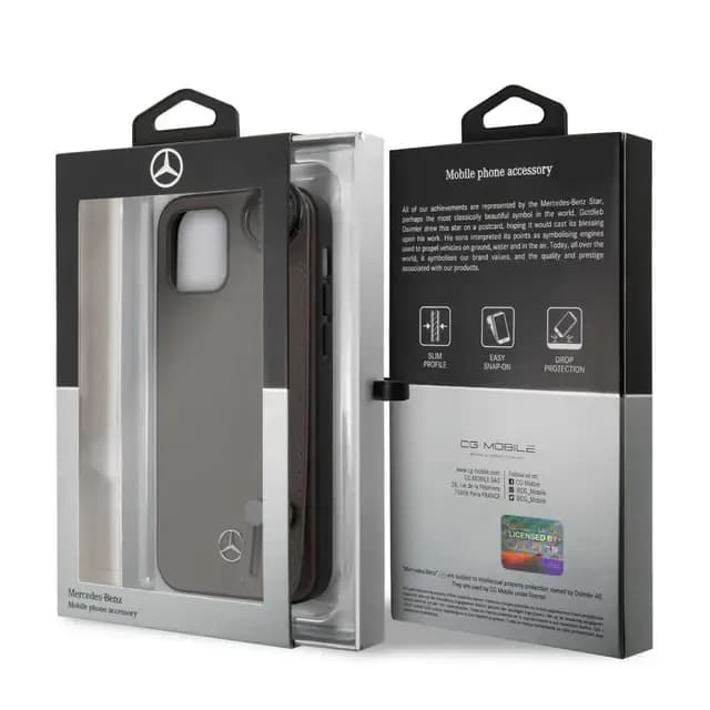 Mercedes-Benz Leather Case Hand Strap for iPhone 12 - Walnut Brown