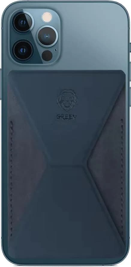 Green Premium Leather Phone Stand - Blue