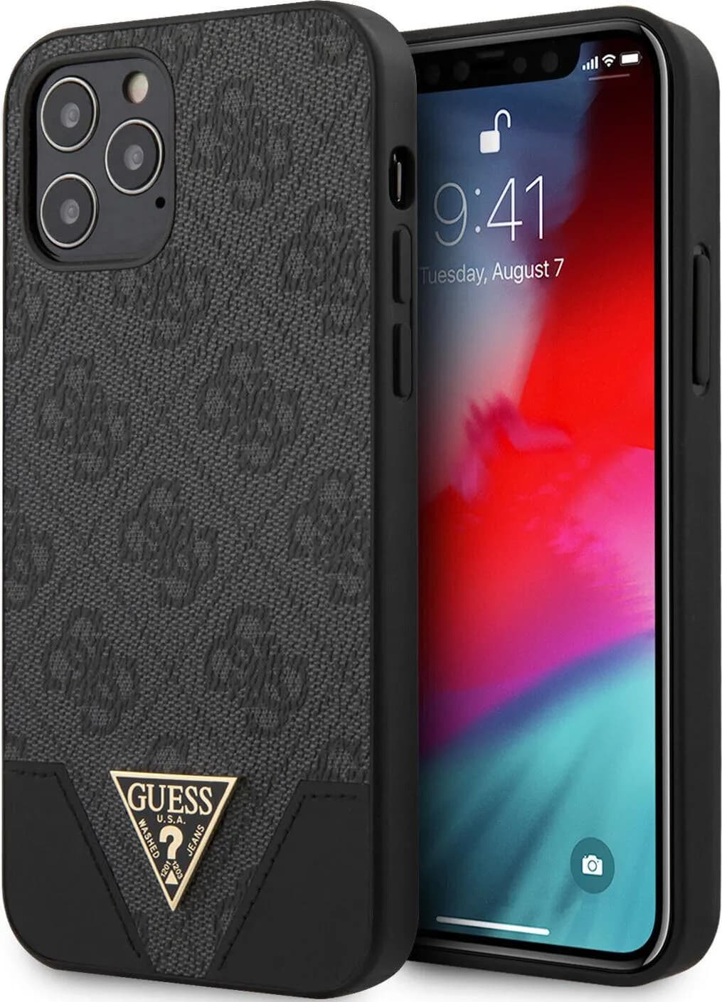 Guess 4G PU Contrast Hard Case for iPhone 12 Pro - Grey