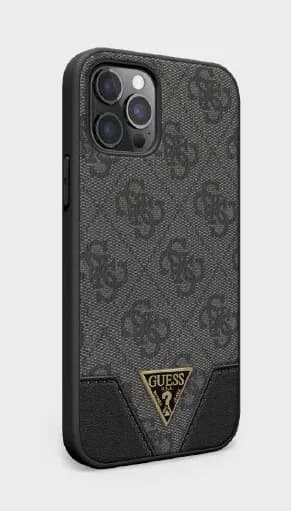Guess 4G PU Contrast Hard Case for iPhone 12 Pro - Grey