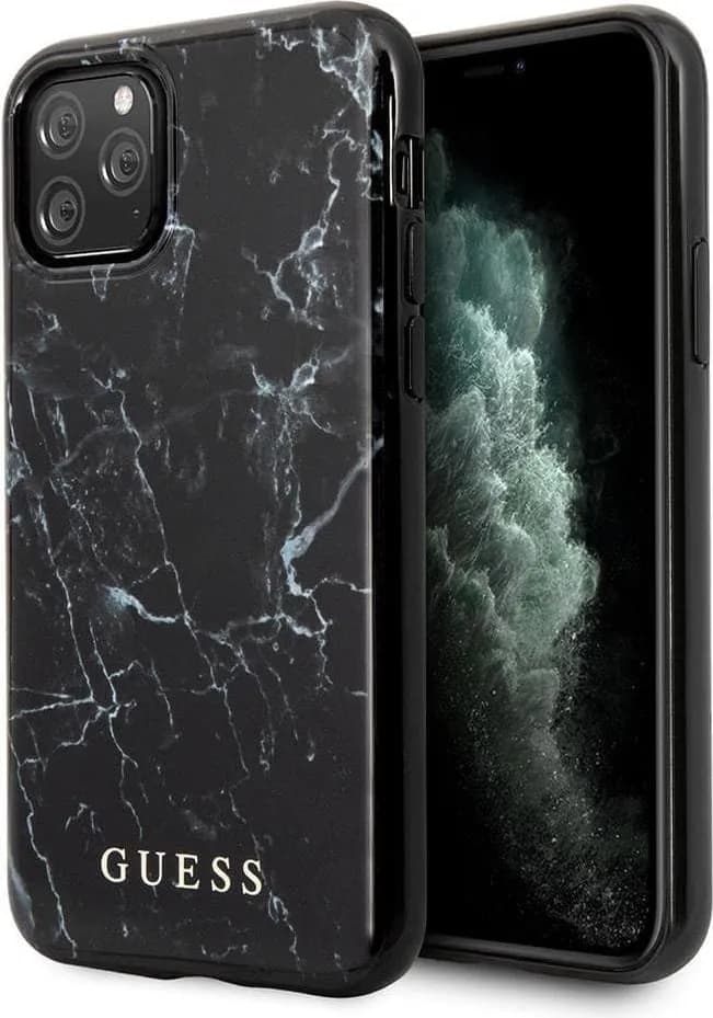Guess PC/TPU Marble Design Case for iPhone 12 Pro - Black