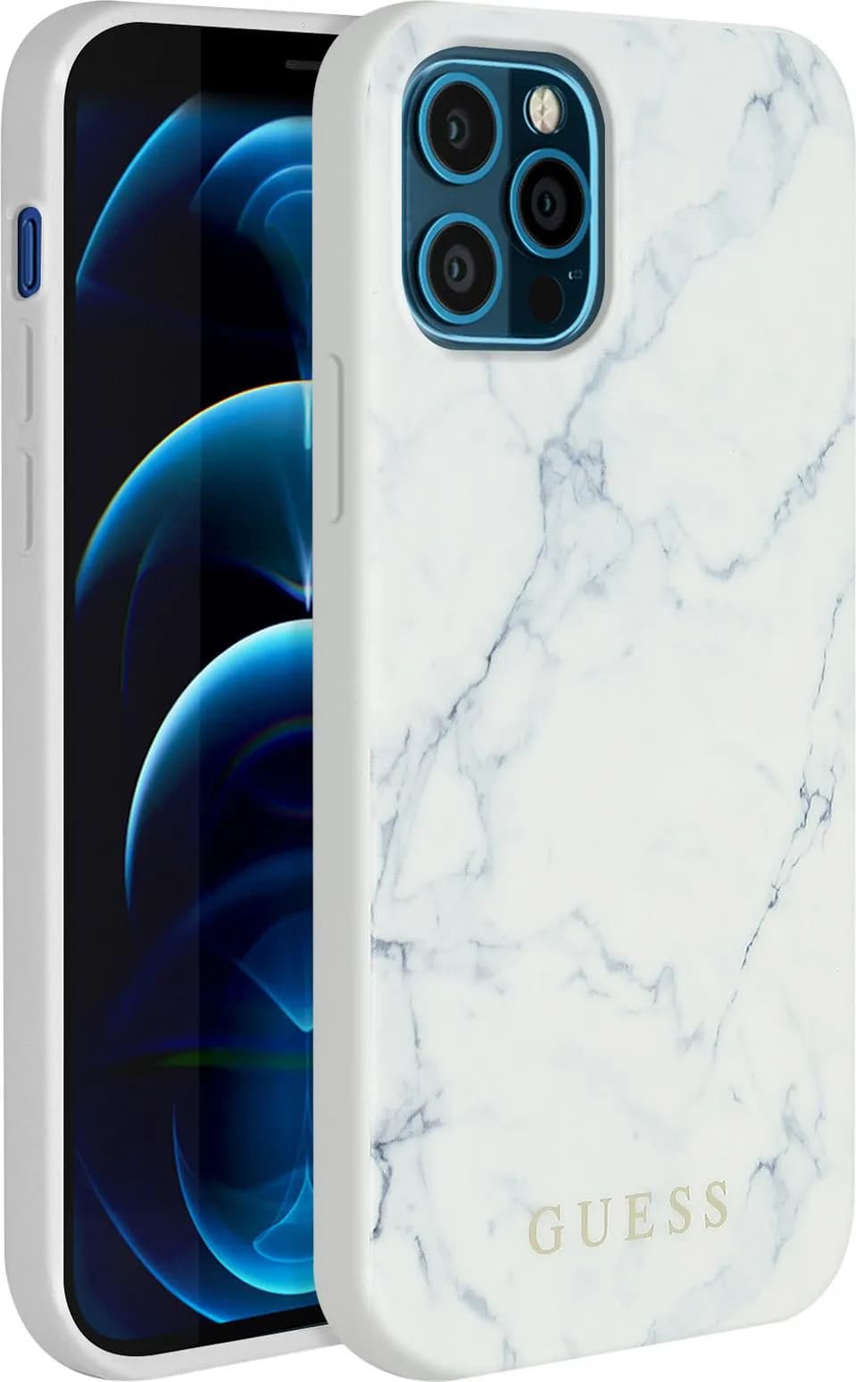 Guess PC/TPU Marble Design Case for iPhone 12 Pro Max - White