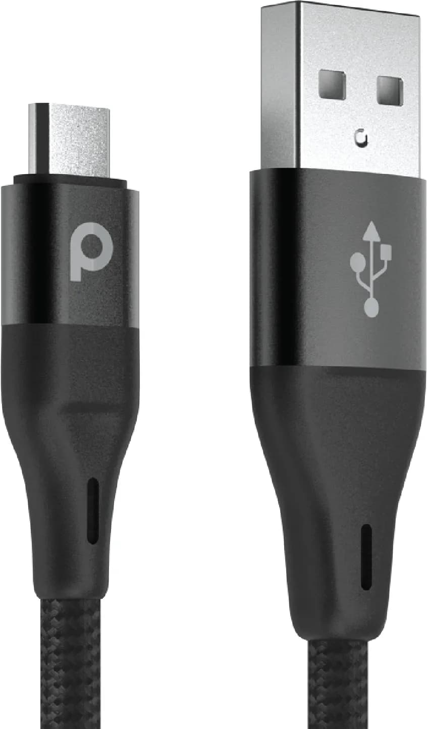 Porodo Aluminum Braided Micro USB Cable 1.2M 2.4A - Black