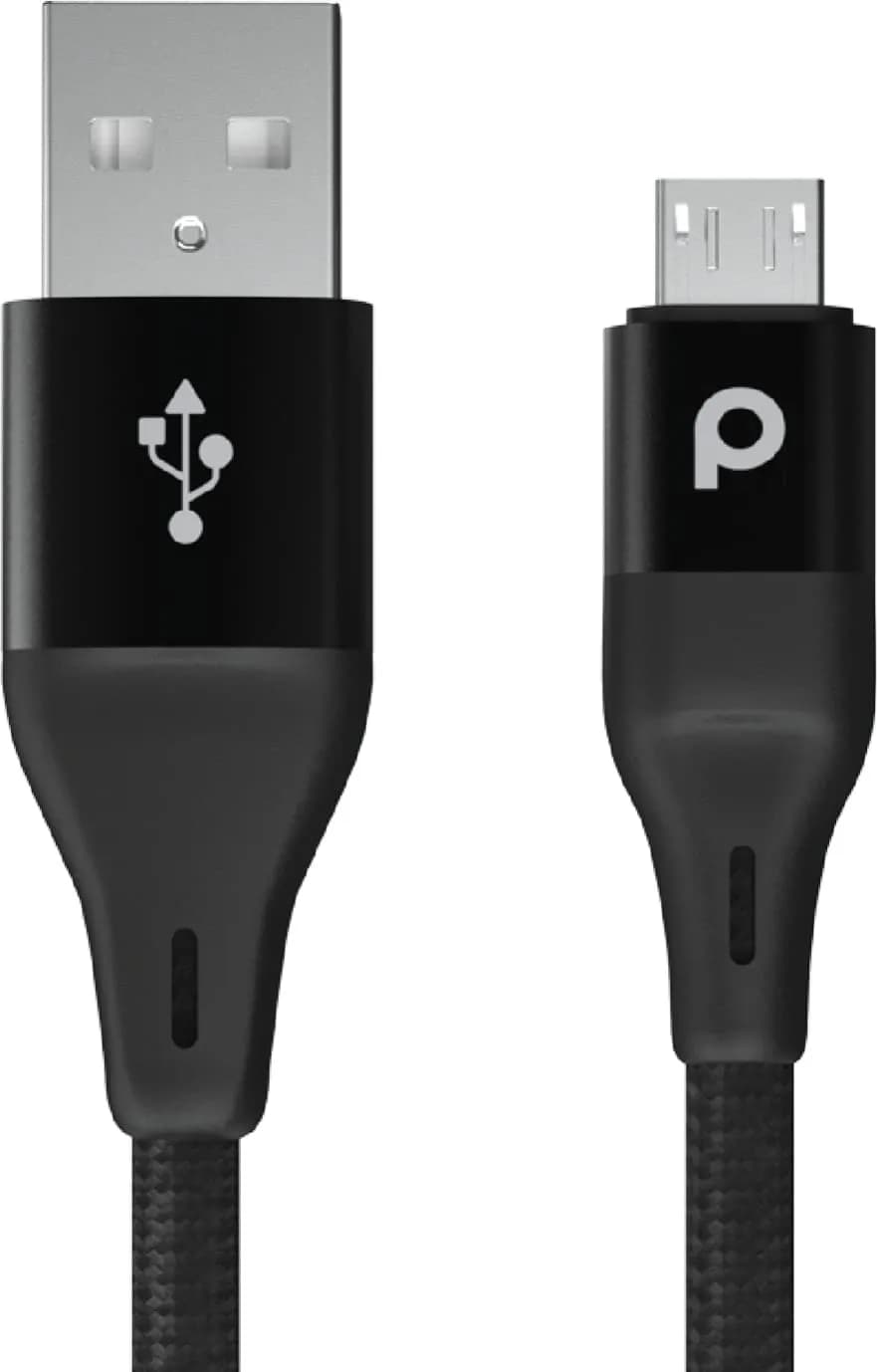 Porodo Aluminum Braided Micro USB Cable 1.2M 2.4A - Black