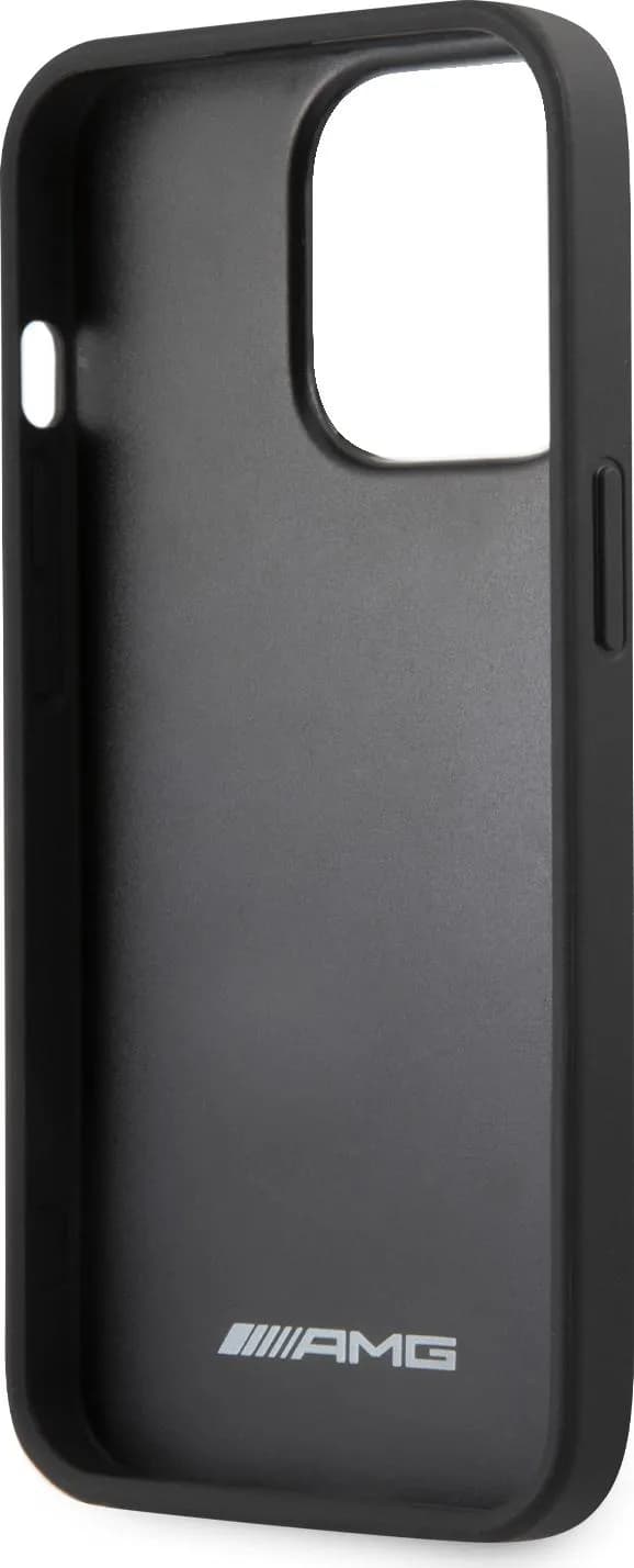 AMG PC/TPU Case With PU Carbon Effect Gray Leather Stripe And Hot Stamped Logo For iPhone 13 Pro (6.1") - Black