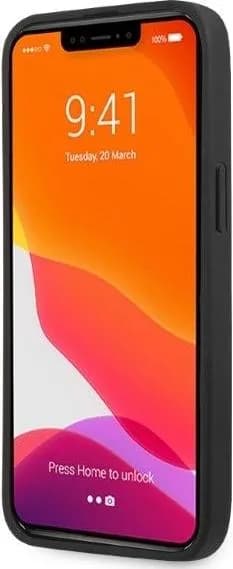 AMG Genuine Leather Case With Perforated Black Leather Curved Lines Hot Stamped With Logo For iPhone 13 Pro (6.1") - Black