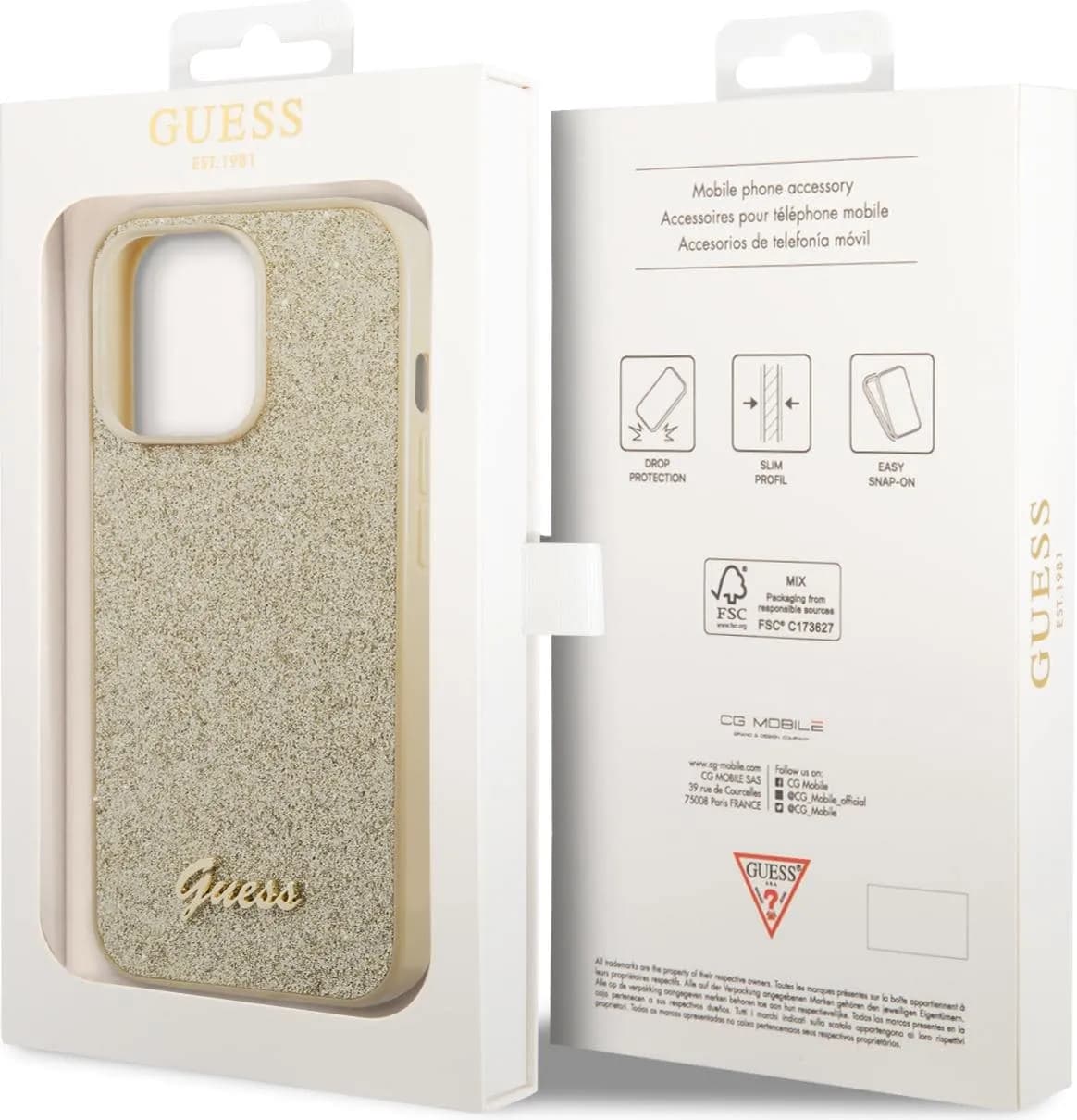 Guess PC/TPU Glitter Script Hard Case for iPhone 14 Pro Max (6.7)