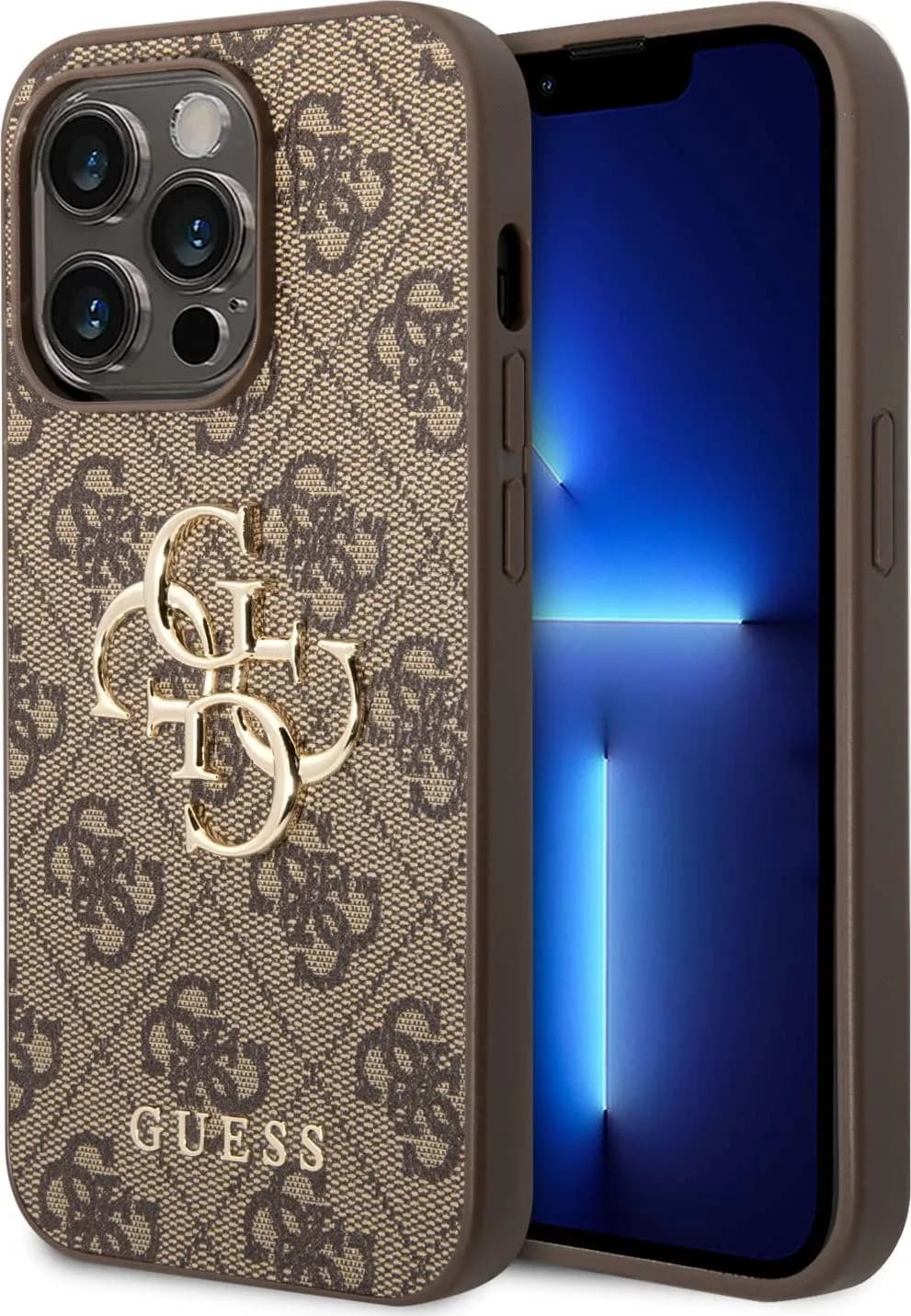 Guess PU 4G Big Metal Logo Hard Case for iPhone 14 Pro Max (6.7) - Brown