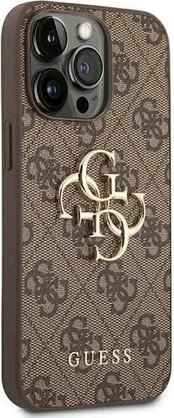 Guess PU 4G Big Metal Logo Hard Case for iPhone 14 Pro Max (6.7) - Brown