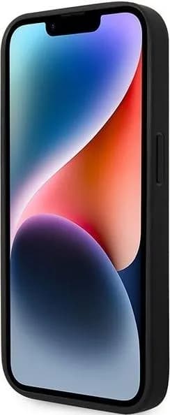 AMG Magsafe Genuine Leather Case With Perforated Leather & Curved Lines For iPhone 14 Pro - Black
