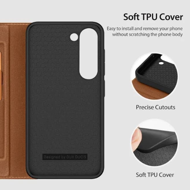 Dux Ducis Skin X2 Hülle Samsung Galaxy S23 Flip Case Wallet Stand braun