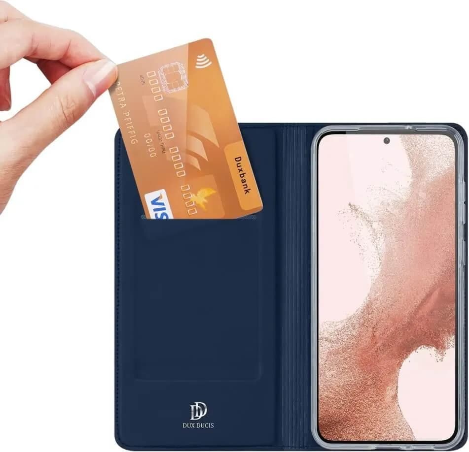 Dux Ducis Skin Pro Hülle für Samsung Galaxy S23 Flip Cover Card Wallet Stand blau