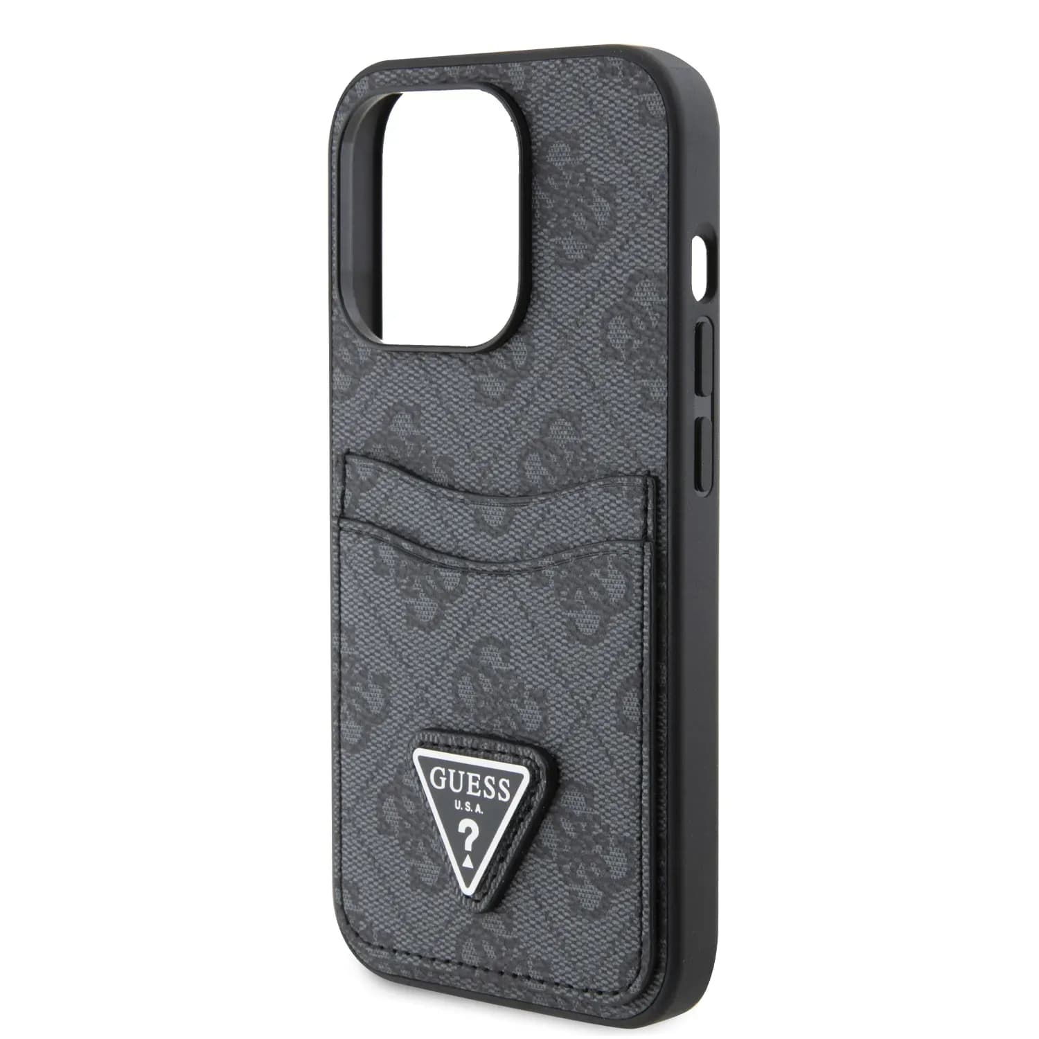 Guess PU Leather Case with Double Card Slot 4G Double Triangle Logo for iPhone 15
