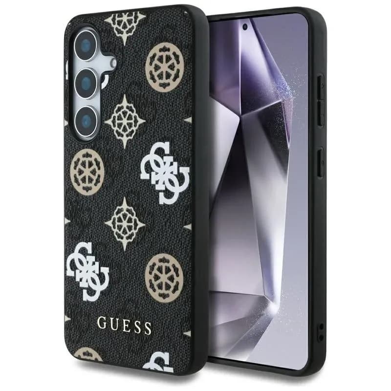 Guess 4G Printed Colored Peony Pattern MagSafe Case For Samsung Galaxy S25 - Black