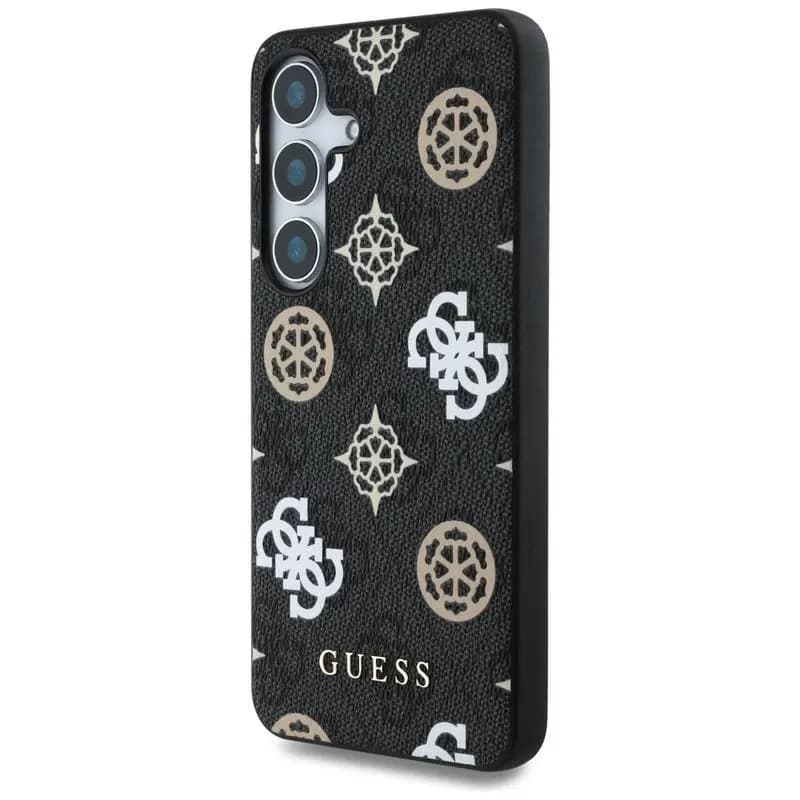 Guess 4G Printed Colored Peony Pattern MagSafe Case For Samsung Galaxy S25 - Black