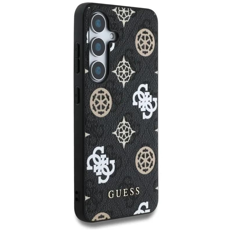 Guess 4G Printed Colored Peony Pattern MagSafe Case For Samsung Galaxy S25 - Black