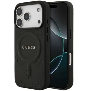 MagSafe PU Lederhülle mit Pfingstrose Hot Stamp Design mit klassischem Logo für Apple iPhone 18 Pro / 17 Pro
