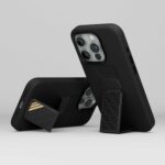 Levelo Morphix Silicone Case With Leather Grip For iPhone 15 - Black