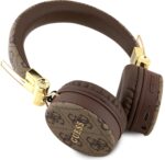 Guess Wireless Headphones 4G PU Leather with Metal Logo - Brown
