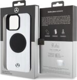 Mercedes-Benz Magsafe Leather & ALU Case for iPhone 15 Pro Max-Silver